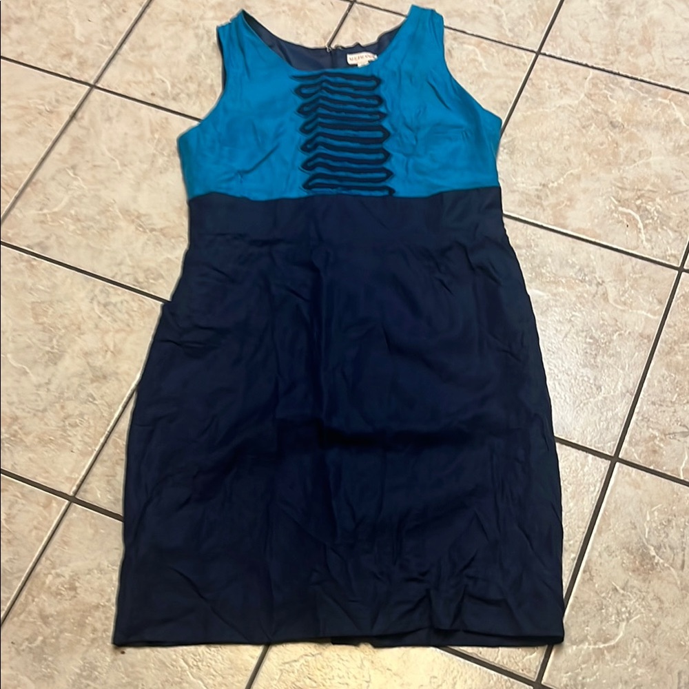 Merona Turquoise/navy Sleeveless dress 14